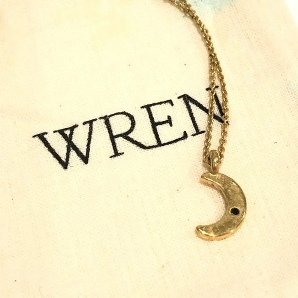 Wren Gold and Sapphire Moon Necklace - Picture 7 of 10